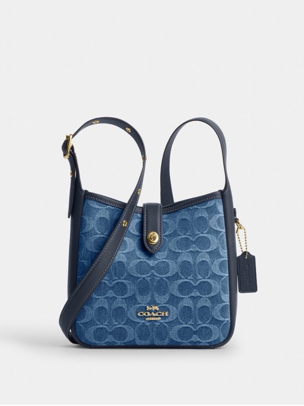 Coach Denim Signature Jacquard Mini Crossbody in Blue and Navy